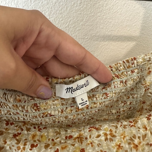 Madewell Hopewell Puff-Sleeve Crop Top in Cottage Garden Smocked Perfet For Fall - Picture 3 of 7